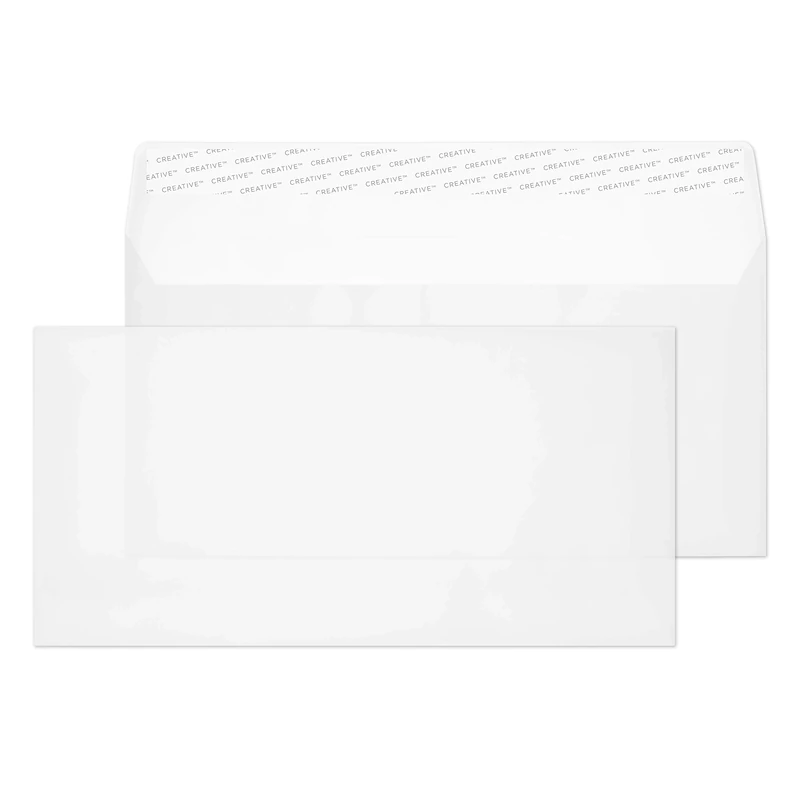 Blake Creative Senses DL 110 x 220 mm 90gsm Peel & Seal Clear Translucent Wallet Envelopes (815) Translucent White - Pack of 500