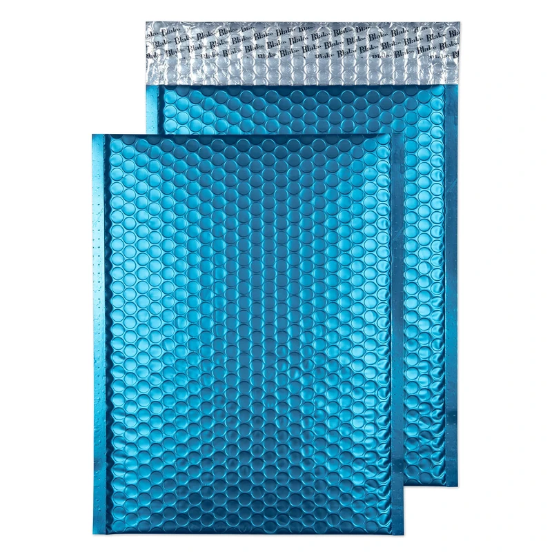 Blake Purely Packaging C4 324 x 230 mm Matt Metallic Padded Bubble Envelopes Peel & Seal (MTCAR324) Caribbean Blue - Pack of 100