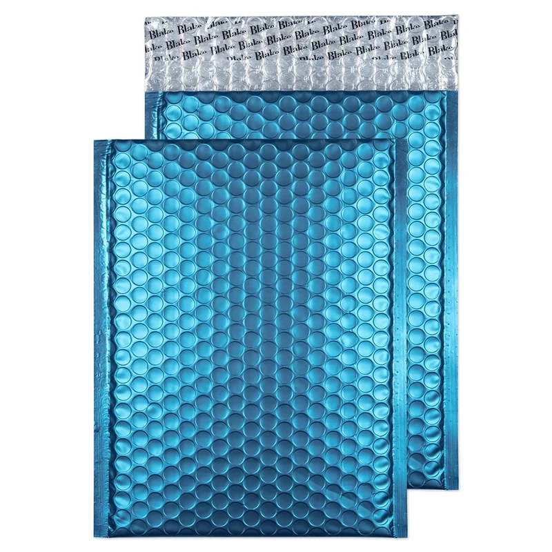 Blake Purely Packaging C5+ 250 x 180 mm Matt Metallic Padded Bubble Envelopes Peel & Seal (MTCAR250) Caribbean Blue - Pack of 100