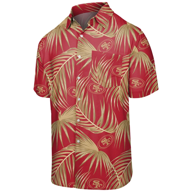 FOCO San Francisco 49ers NFL Mens Hawaiian Button Up Shirt - XXXL