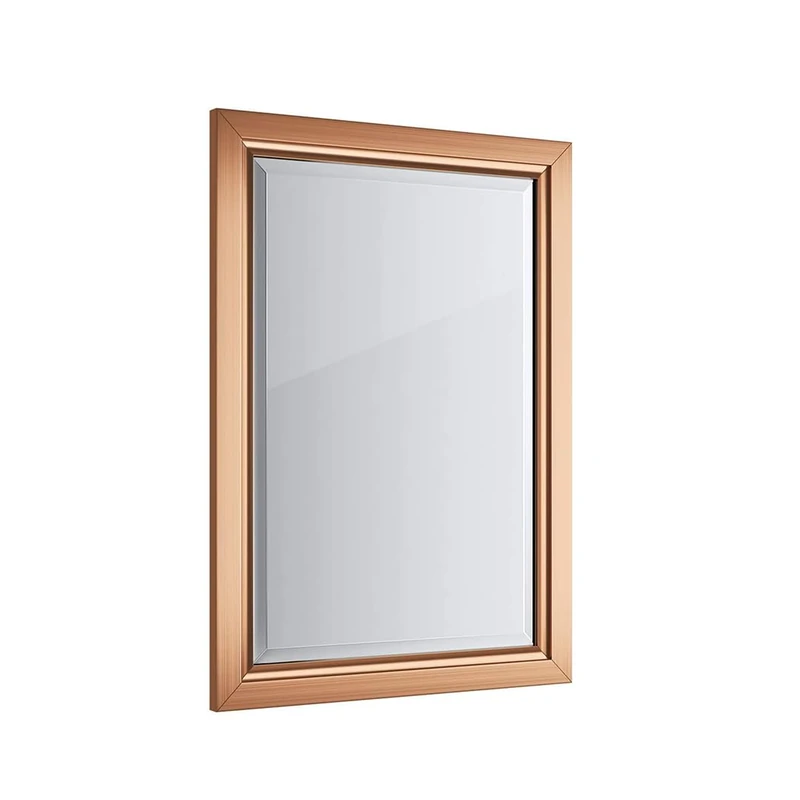 iBathUK Mirana Wall Mounted Framed Bathroom Mirror, Modern Rectangular Portrait or Landscape Design Copper-Free Silver Mirror with PVC Frame in Copper, 700 x 500mm
