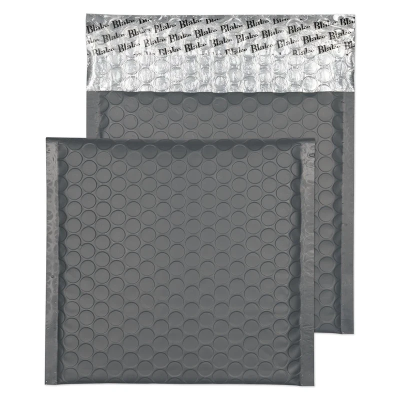 Blake Purely Packaging CD 165 x 165 mm Matt Metallic Padded Bubble Envelopes Peel & Seal (MTGG165) Graphite Grey - Pack of 100
