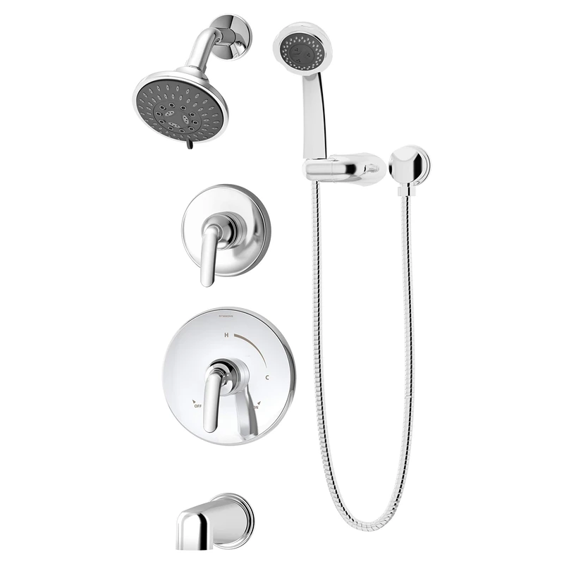 Symmons 5506-1.5-TRM Elm 2-Handle Tub and 5-Spray Shower Trim with 3-Spray Hand Shower in Polished Chrome (Valves Not Included)