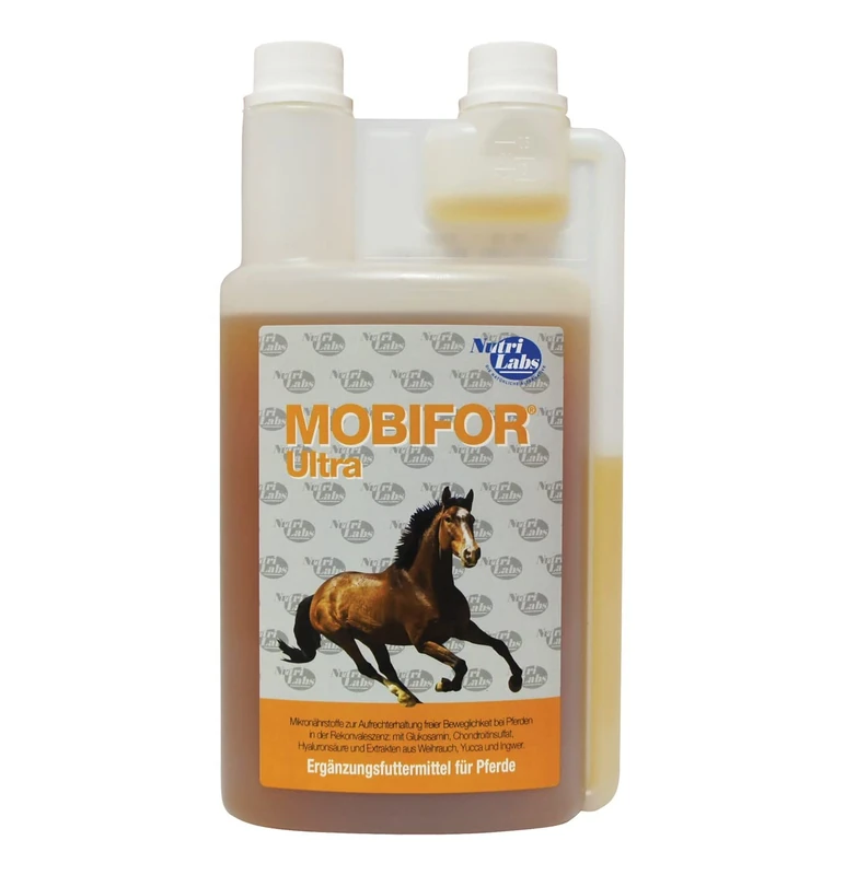 NutriLabs Mobifor Ultra Joint Juice for Sports and Leisure Horses with Glucosamine, MSM, Chondroitin, Hyaluronic Acid, Yucca Extract, Yellow Root, Ginger and Frankincense, 1.0 L