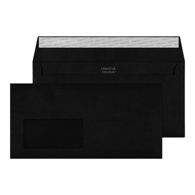 Blake Creative Colour DL+ 114 x 229 mm 120 gsm Peel & Seal Wallet Envelopes (214W) Jet Black - Pack of 500