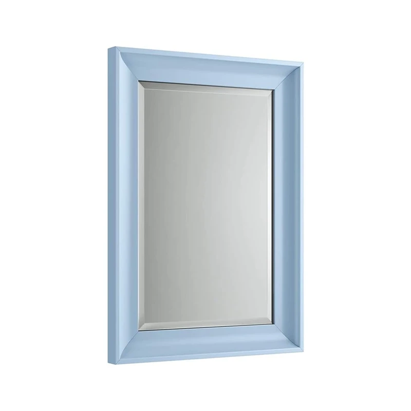 iBathUK Revix Wall Mounted Framed Bathroom Mirror, Modern Rectangular Portrait or Landscape Design Copper-Free Silver Mirror with MDF Frame in Coastal Blue, 700 x 500mm