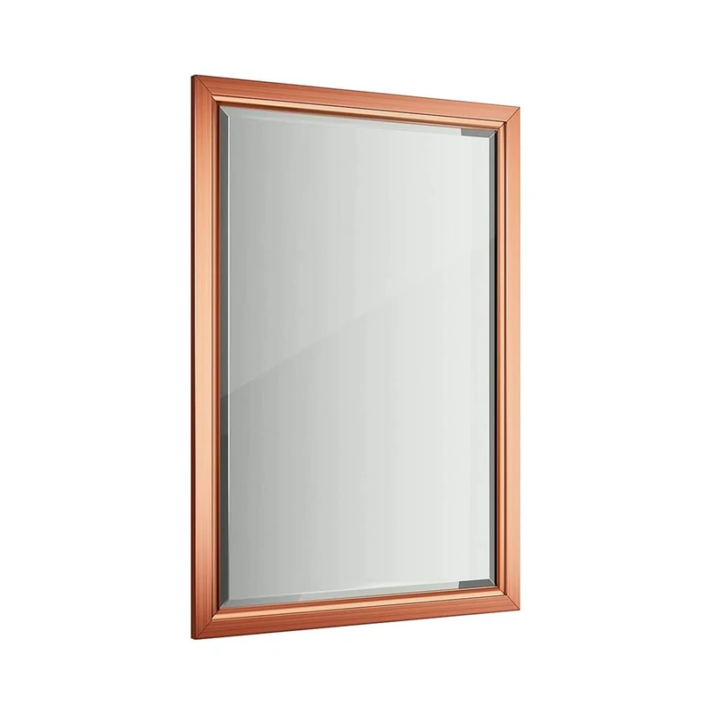 iBathUK Mirana Wall Mounted Framed Bathroom Mirror, Modern Rectangular Portrait or Landscape Design Copper-Free Silver Mirror with PVC Frame in Copper, 1000 x 700mm