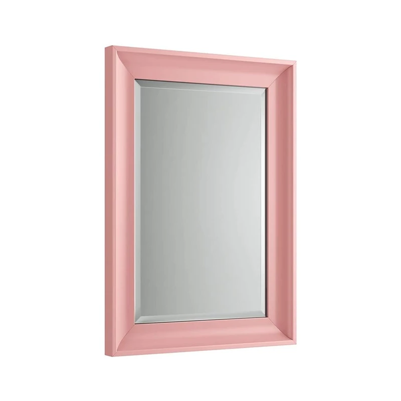 iBathUK Revix Wall Mounted Framed Bathroom Mirror, Modern Rectangular Portrait or Landscape Design Copper-Free Silver Mirror with MDF Frame in Dusty Pink, 700 x 500mm