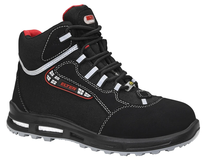 ELTEN Sander XXT ESD S3S Safety Shoes for Men and Women, Textile, Plastic Cap (Lighter Than Steel Toe Cap), Lightweight, Sporty 40, Black/Red