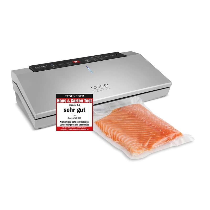 CASO GourmetVAC 380 Vacuum Sealer Vacuum Sealer Test Winner Home & Garden Test Double Weld Piston Pump (15 L/min), Adjustable Vacuum Strength & Welding Time, Includes 10 Bags 20 x 30 cm