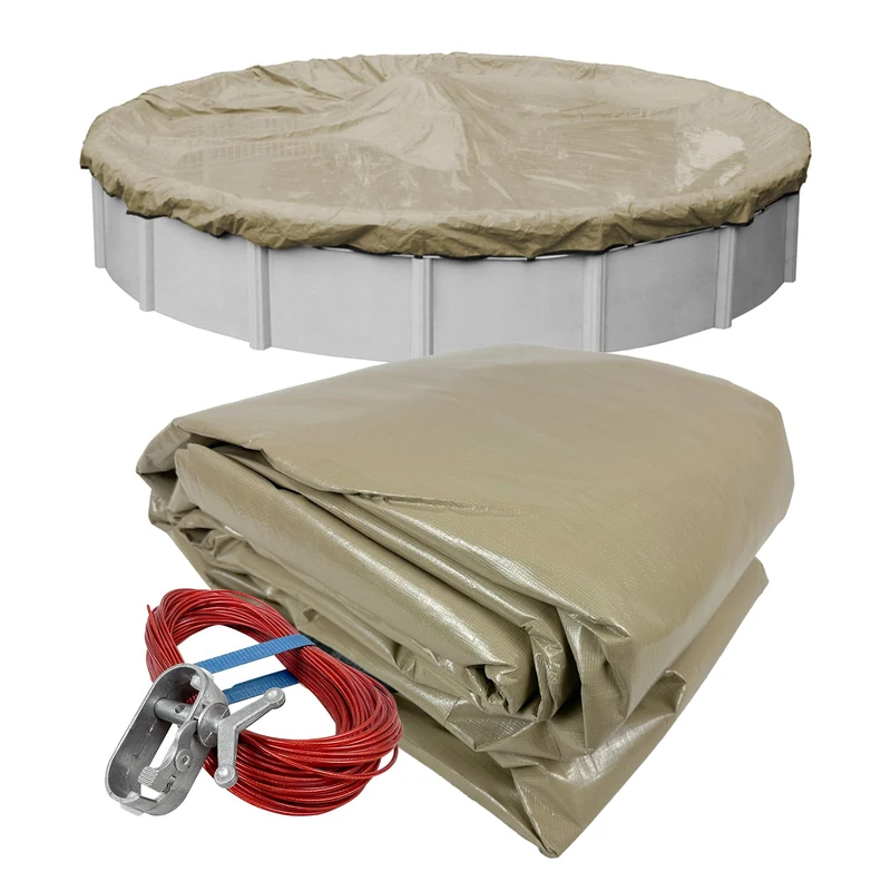 Pool Mate 3124-4-PM 20-Year Professional-Grade Winter Round Above-Ground Pool Cover, 24-ft, Tan