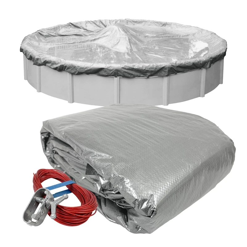 Robelle 5518-4-ROB Winter Round Above-Ground Pool Cover, 18-ft, 03 - Dura-Guard Silver