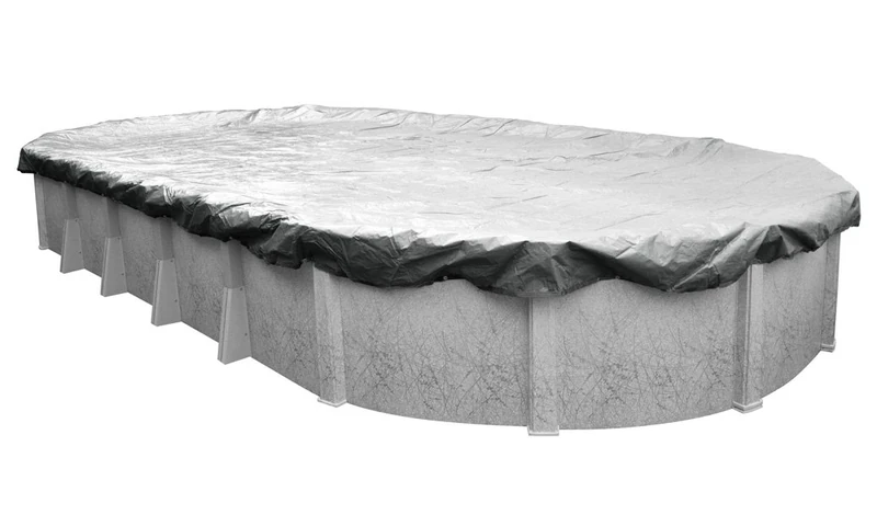 Robelle 551632-4-ROB Dura-Guard Silver Winter Pool Cover for Oval Above Ground Swimming Pools, 16 x 32-ft. Oval Pool