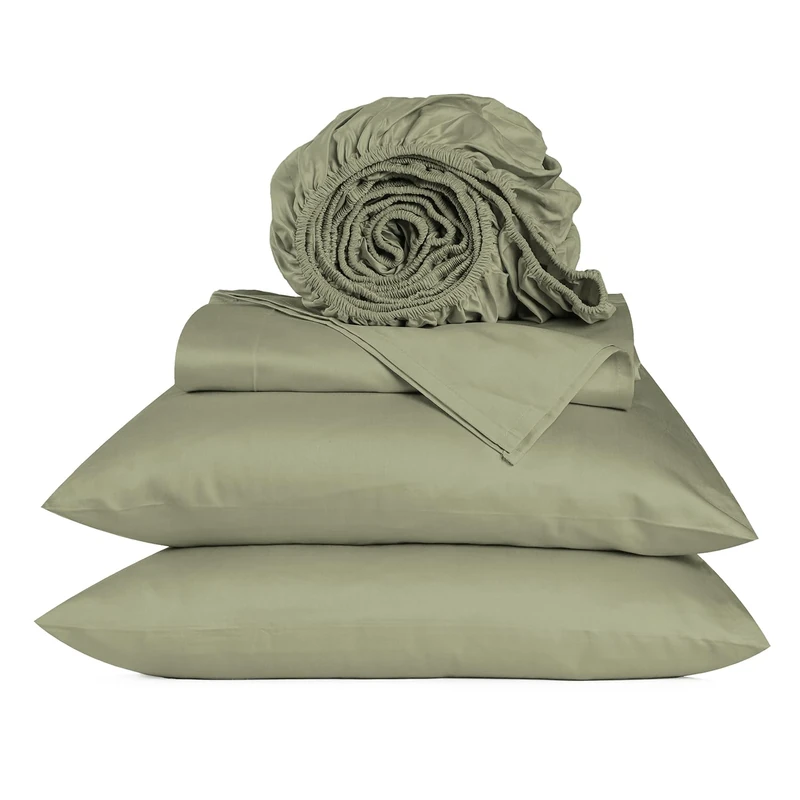 URBANHUT 100% Cotton Sheets California King Size, 4 Piece Hotel Style Sheet Set for Cal King Size Bed, Sateen Weave Sheets, 16'' Elasticized Deep Pocket - Sage