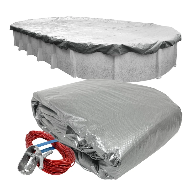 Robelle 551530-4-ROB Winter Oval Above-Ground Pool Cover, 15 x 30-ft, 03 - Dura-Guard Silver