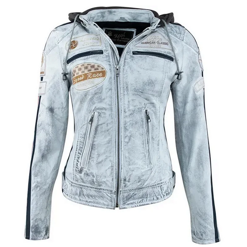 Urban Leather Women's Leather Motorcycle Jacket '58 LADIES' | Lambskin Biker Jacket | CE Approved Remouvable Armour for Back, Shoulders and Elbows