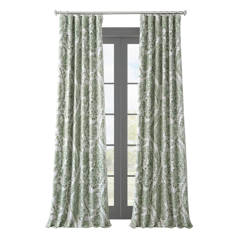 HPD Half Price Drapes Printed Room Darkening Curtain 50 X 96 (1 Panel), BOCH-KC16072B-96, Tea Time Green