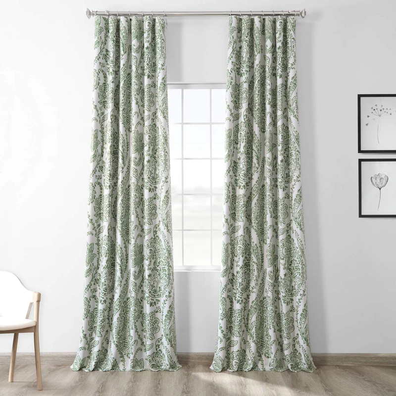 HPD Half Price Drapes Printed Room Darkening Curtain 50 X 84 (1 Panel), BOCH-KC16072B-84, Tea Time Green