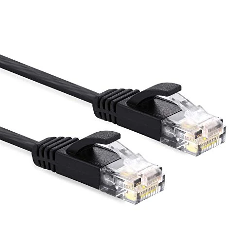 VOSGA Cat6 Ethernet Cable - 25M/80 ft, Flat Black Gigabit Network Cable with RJ45 Connectors