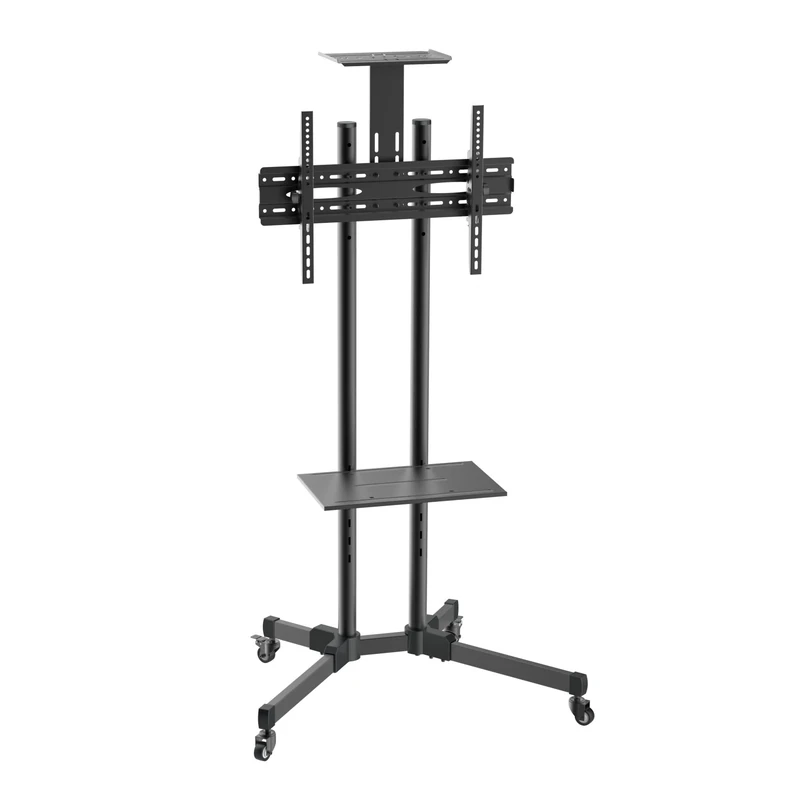 'aisens ft70te-035 – Floor Stand for Monitor/TV 37 "-70" (with Wheel and Tray for DVD) Black - Image 1