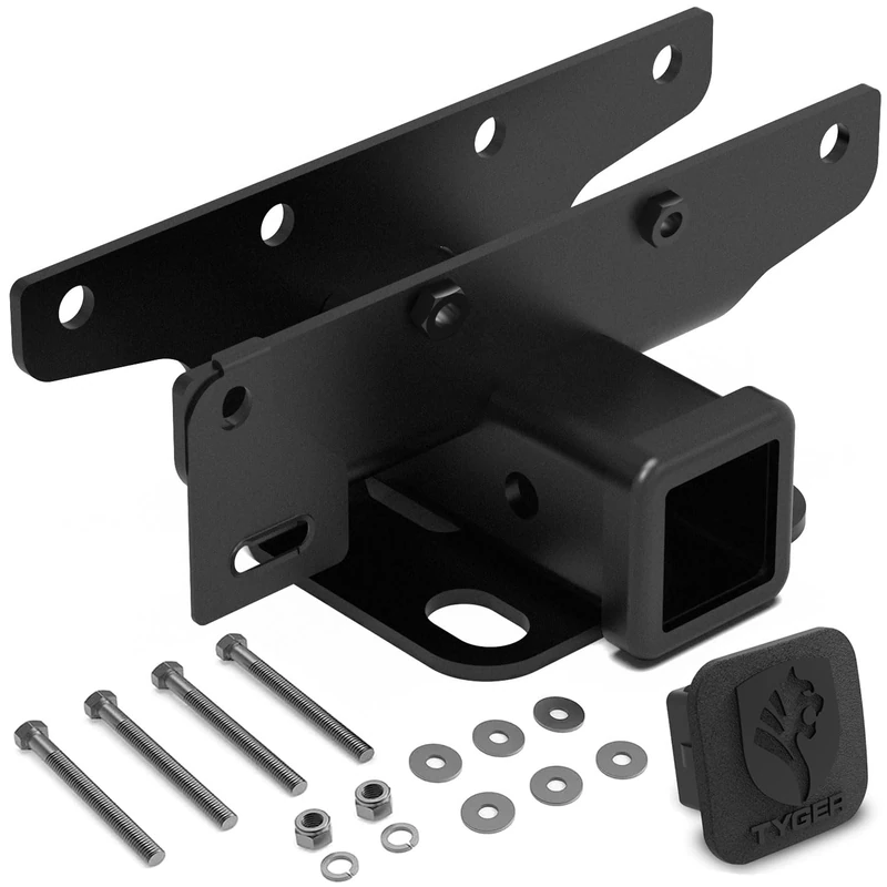 Tyger Auto TG-HC2J003B Hitch & Cover Kit Compatible with 2018-2023 Jeep Wrangler JL/JLU (Incl. 2020-23 Diesel engine/21-23 4xe) Factory Style 2 inch Rear Receiver Hitch Tow Towing Trailer Hitch