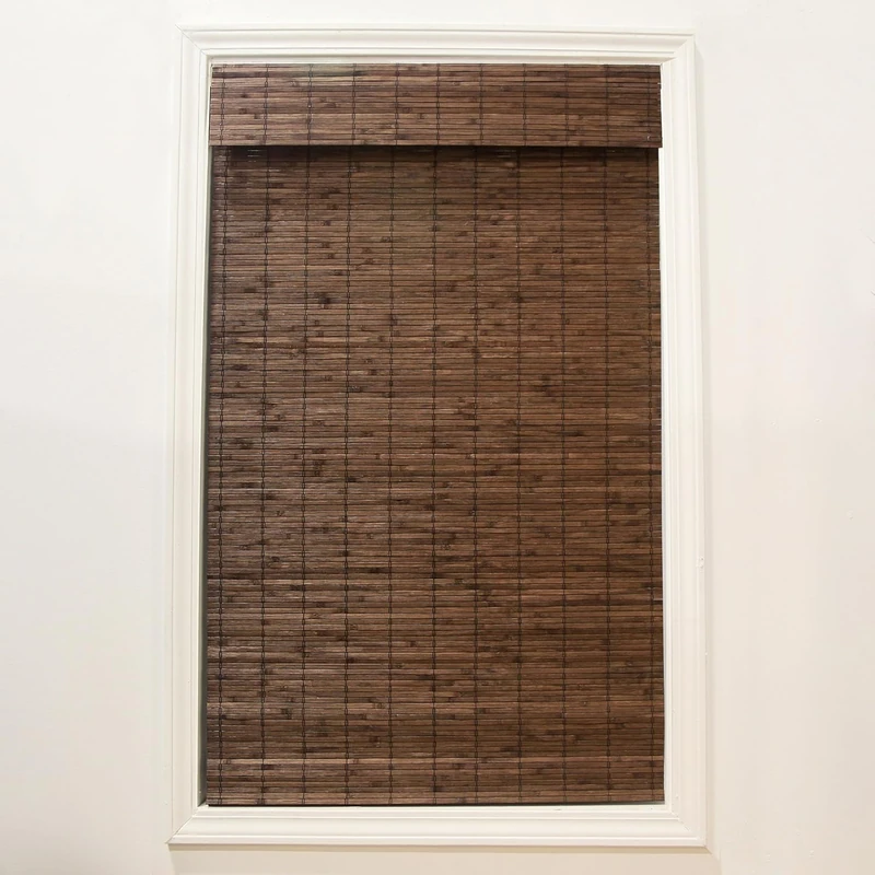 Radiance Cordless Bamboo Roman Shades for Windows - Flatstick Bamboo Blinds for Semi-Private Light Control - Easy to Lift & Fold Up Window Shades - Cocoa - 30 in. W x 64 in. L - (2216306E)