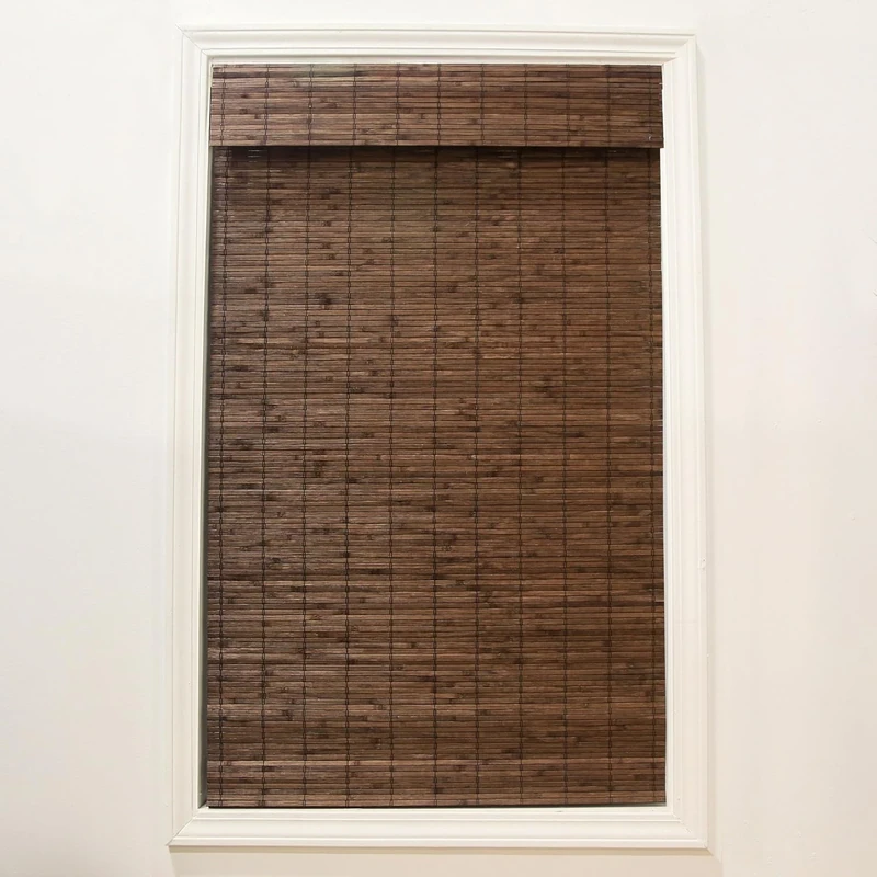 Radiance Cordless Bamboo Roman Shades for Windows - Flatstick Bamboo Blinds for Semi-Private Light Control - Easy to Lift & Fold Up Window Shades - Cocoa - 27 in. W x 64 in. L - (2216302E)