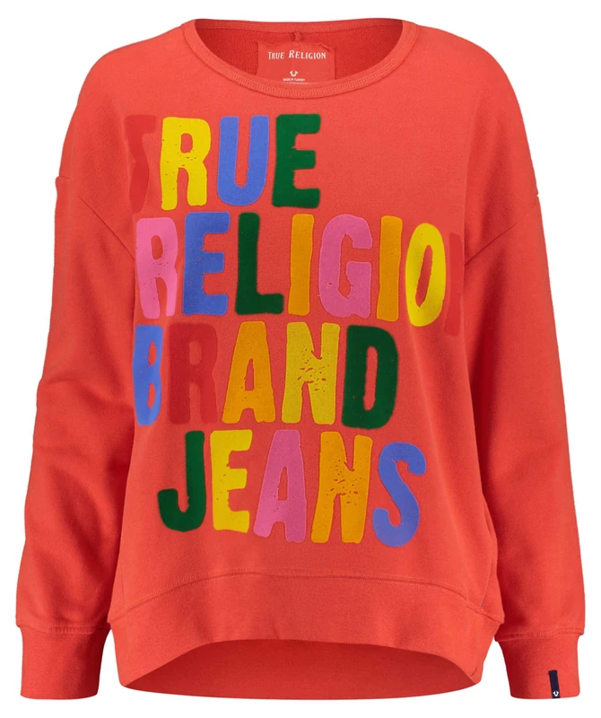 True Religion Women's Sweat Shirt Sweatshirt, Red (Scarlett Red 6005), XS - Image 1