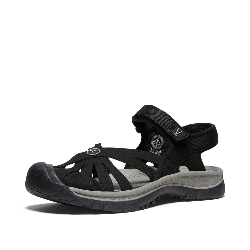 KEEN Women's Rose Casual Closed Toe Sandals, Black/Neutral Gray, 9