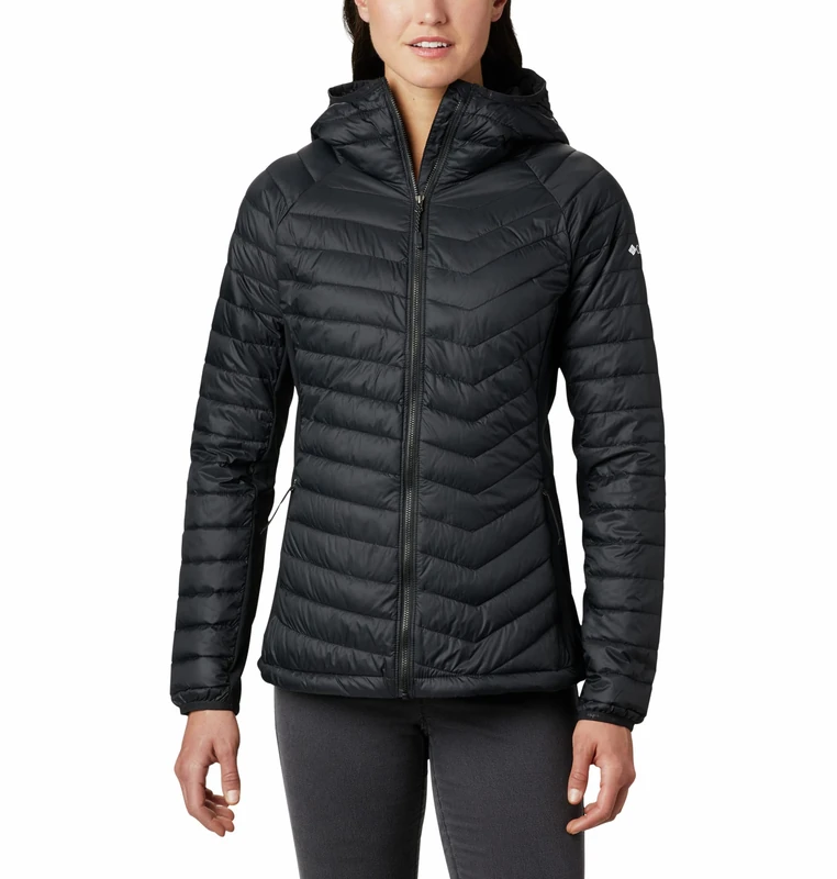 Columbia Women's Powder Pass Hooded Jacket Hooded Puffer Jacket, Black, Size L