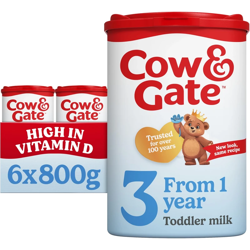 Cow & Gate 3 Toddler Baby Milk Powder Formula, 1-2 Years, 800 g (Pack of 6) - Packaging May Vary
