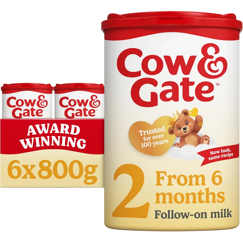 Cow & Gate 2 Follow On Baby Milk Powder Formula, 6-12 Months, 800g (Pack of 6) - Packaging May Vary