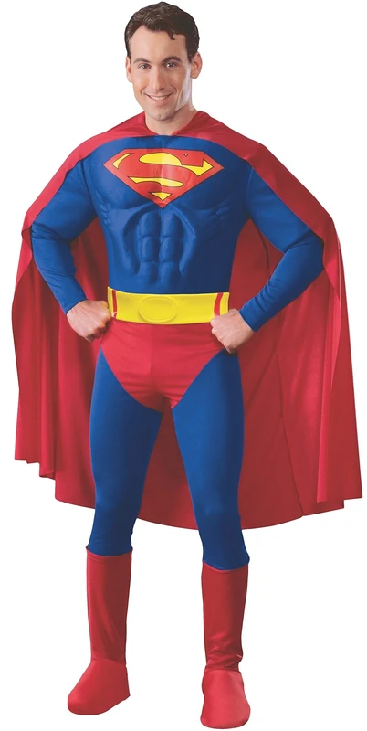 Rubies 888016 Dc Comics Deluxe Muscle Chest Superman Costume Adult Sized, Shown, XL