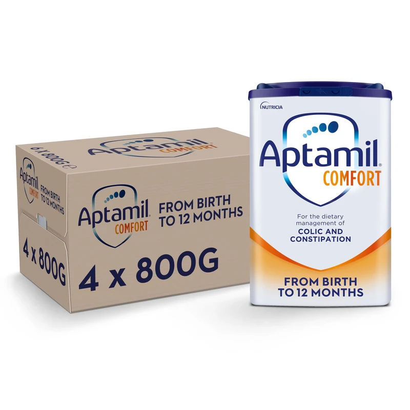 Aptamil Comfort Baby Milk Powder Formula, from Birth, 800g (Pack of 4)