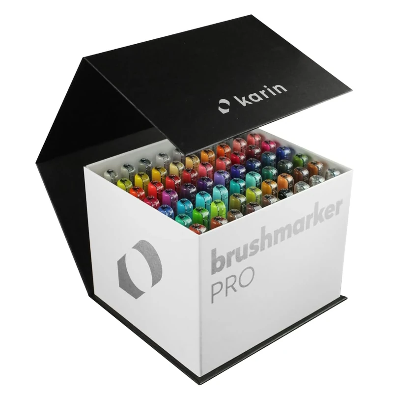 KARIN Megabox Brush Marker Pro Water-Based Brush Pen Suitable for Painting, Drawing and Handlettering Multi-Coloured KAR27C7 Assorted