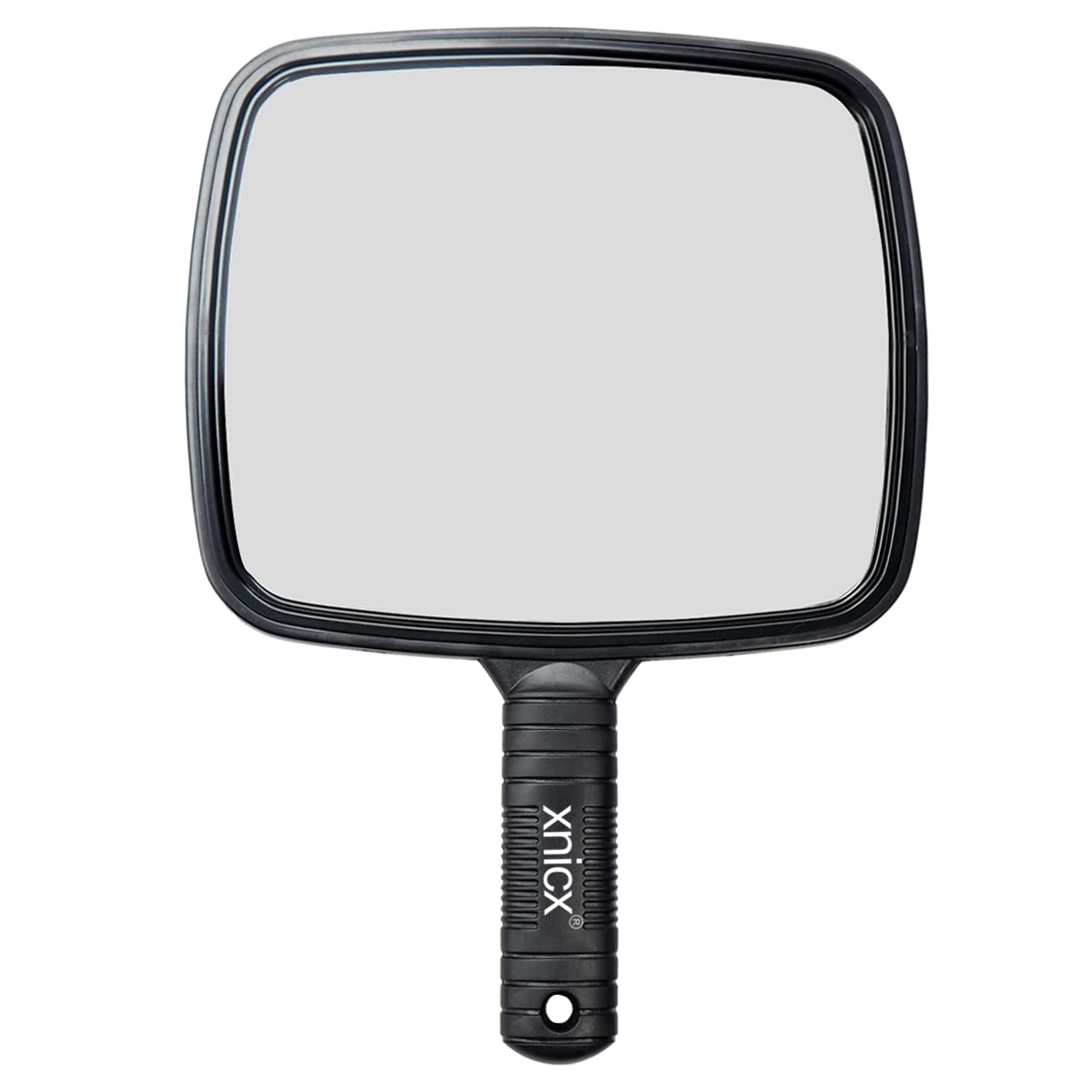 xnicx Hand Mirror Professional Hand Held Mirror Makeup Barbers Shaving Salon Mirrors Hairdressers Compact Mirrors Tool with Handle for Travel Festival Essentials Black