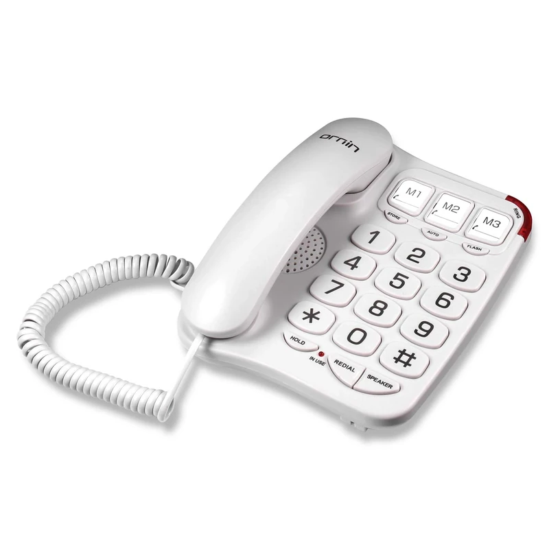 Ornin S016 Big Button Corded Telephone with Speaker, Hearing Aid Compatible for Seniors (White)