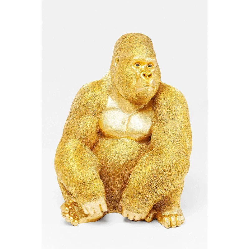 Kare Design Deco Figurine Monkey Gorilla Side XL, Gold, each piece unique handpainted animal statue, room decor, decorative home accessories, 76x60x55cm (H/W/D)