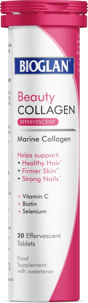 Bioglan Collagen Effervescent | 1000mg | Hydrolysed Marine Collagen | Biotin | Selenium & Vitamin C | 20 Berry Flavoured Effervescent