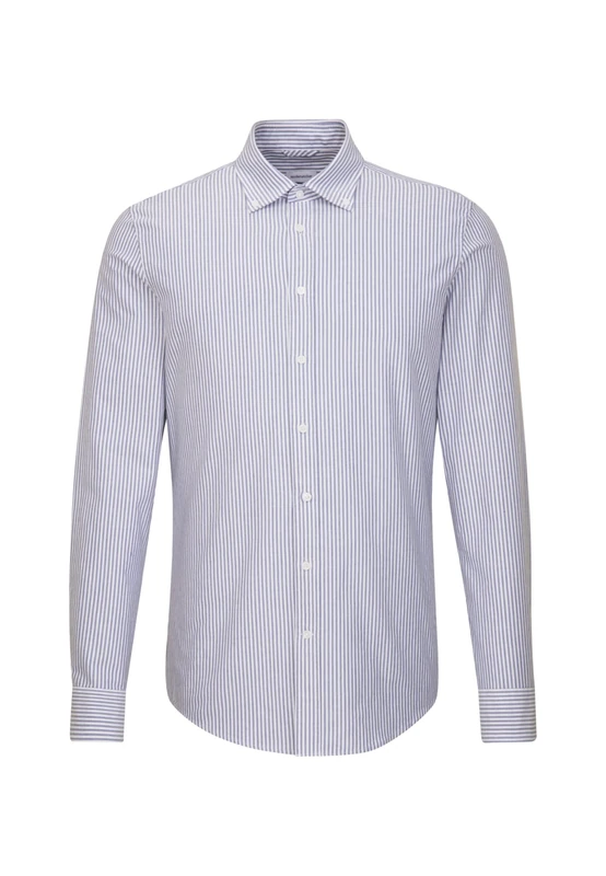 Seidensticker Men's Business Shirt - Extra Slim Fit - Non-Iron - Kent Collar - Long Sleeve - Stripes - 100% Cotton, Blue (Blue 12), 44