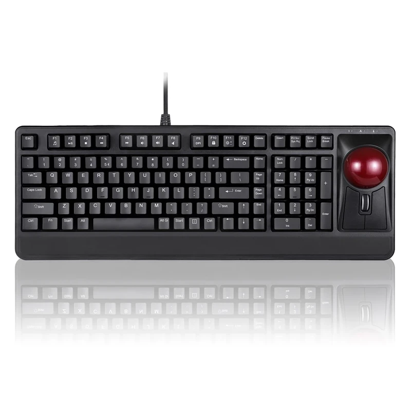 Perixx PERIBOARD-522 Wired Trackball Mechanical Keyboard, Built-in 2.17 Inch Trackball with Pointing and Scrolling Feature, US English Layout