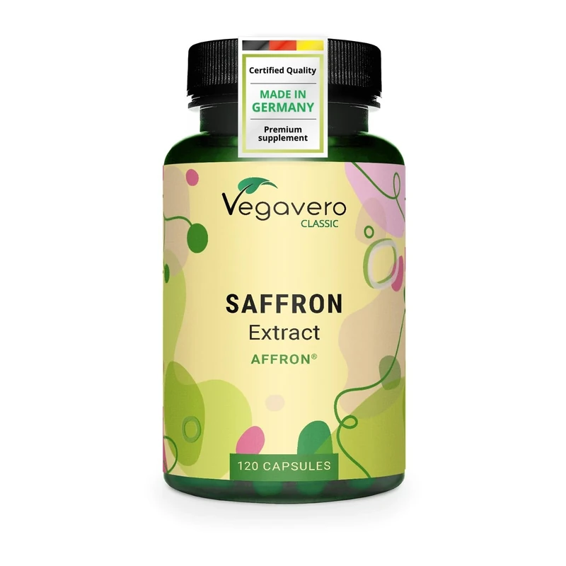 Vegavero Saffron Supplement 90 mg | 3.5% Lepticrosaliden | Pure Saffran Extract | 120 Capsules | Premium Crocus Sativus | NO Additives | Lab-Tested | Vegan