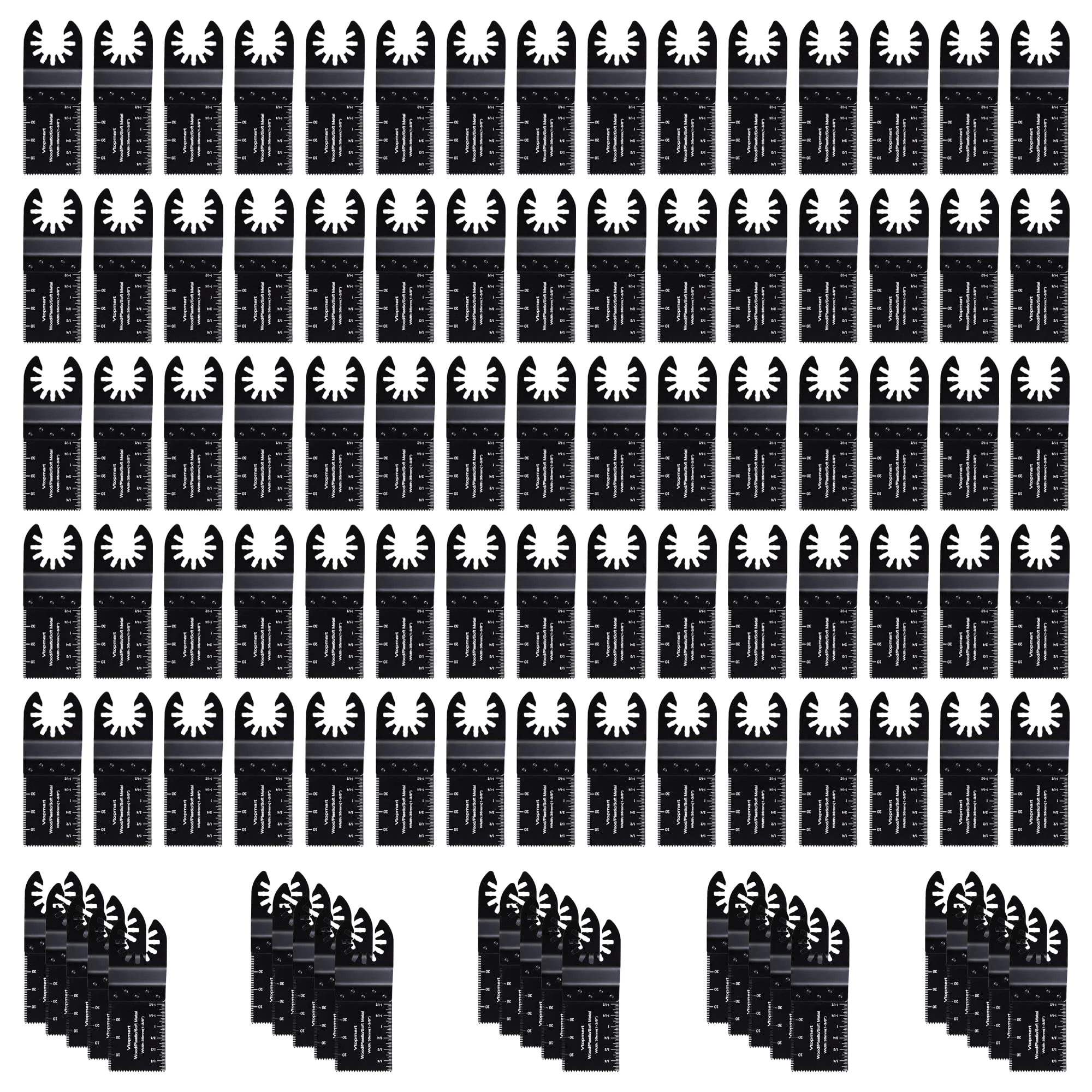 Vtopmart 50 Pcs Multi Tool Blades, Multitool Blades for Wood & Metal, Oscillating Multitool Quick Release Saw Blades Compatible with Bosch, DeWalt, Makita, Dremel and more