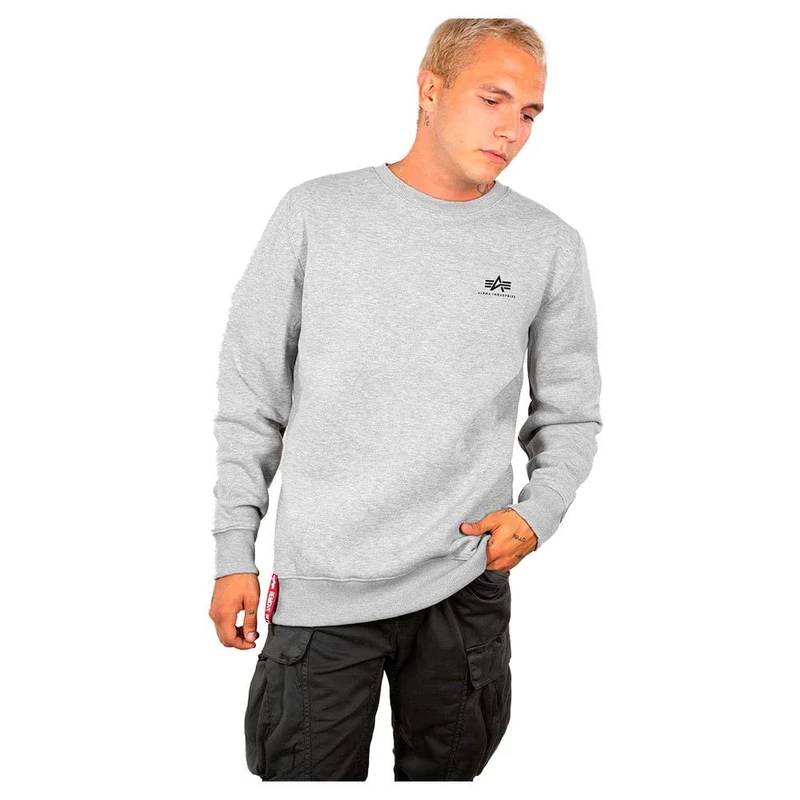Alpha Industries Basic Sweater Small Logo Sweatshirt for Men Grey Heather