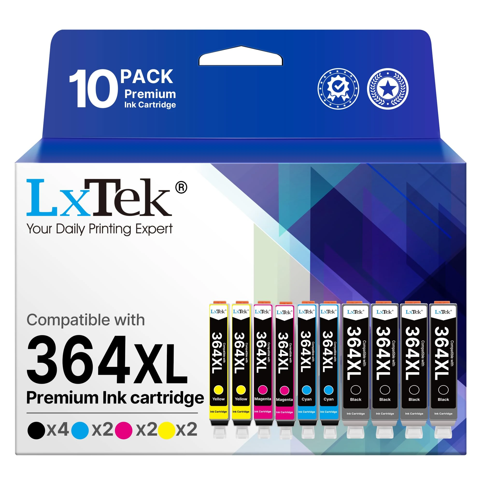 LxTek for Photosmart Officejet 5510 5520 5522 5524 6510 6520 B8550 C5388 7510 7520 4610 4620 Deskjet 3070A (4 Black 2 Cyan 2 Magenta 2 Yellow,10-pack)
