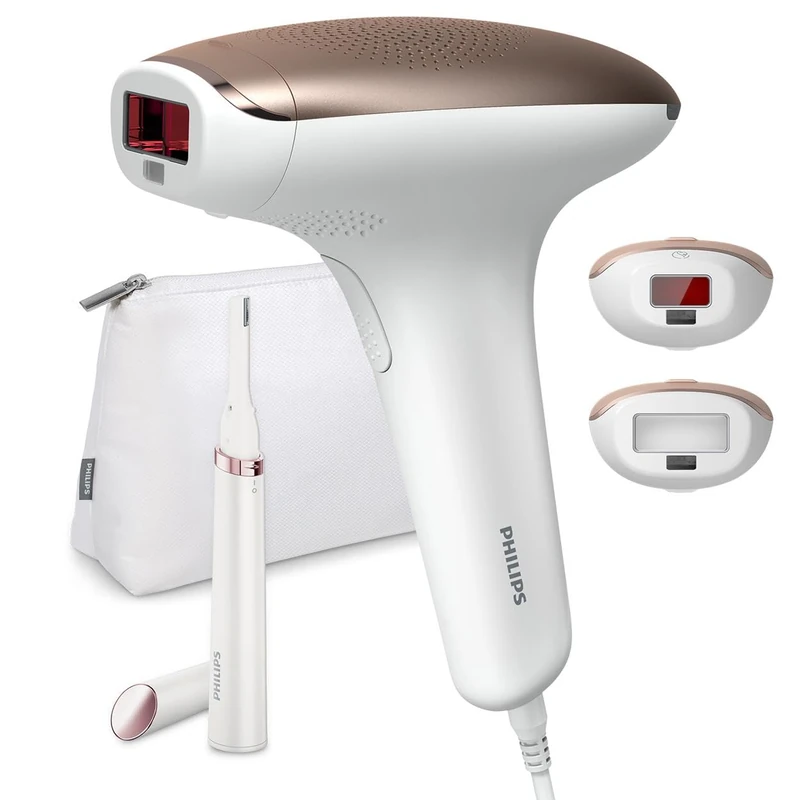 Philips Lumea IPL hair removal device 7000 series - hair removal device with satin compact correction trimmer, 2 attachments for body and face (model BRI921/00)