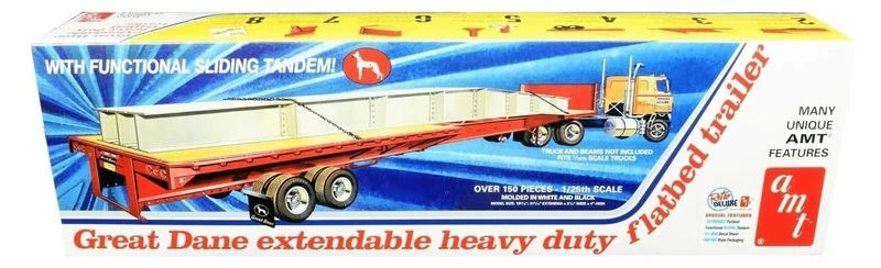 AMT 1: 25 Great Dane Extendable Hd Flat Bed Trailer