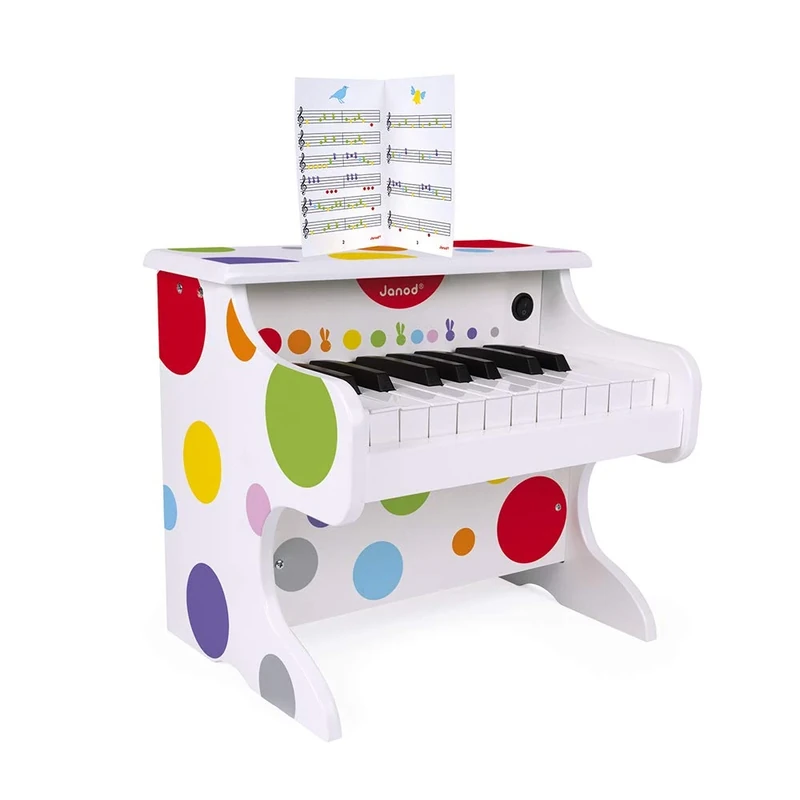 Janod - My First Confetti Wooden Electronic Piano - Pretend Play and Musical Awakening Toy - from 3 Years Old, J07618