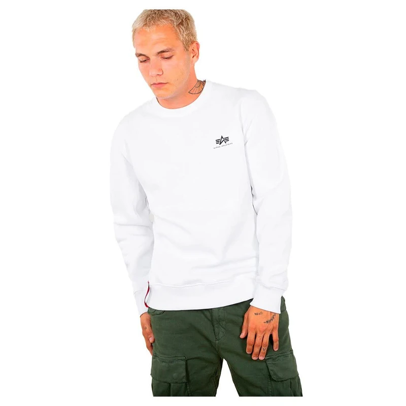 Alpha Industries Basic Sweater Small Logo Sweatshirt for Men White
