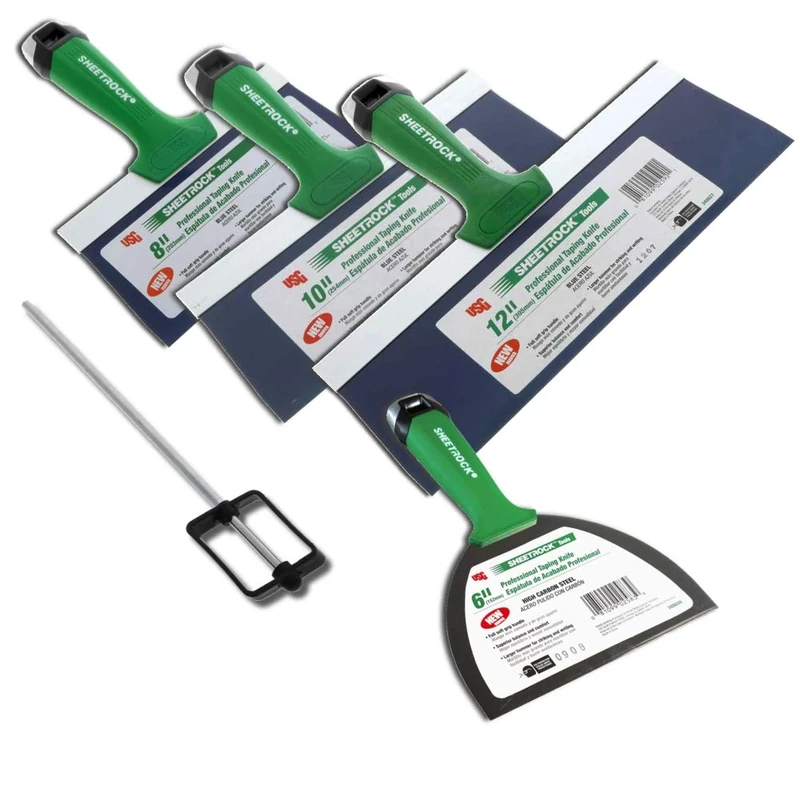 USG Sheetrock Pro Series Blue Steel Drywall Taping Knife with Matrix Style Handle + Free Mud Pan Mixer